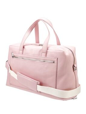 Away Pink Leather Travel Tote with White Strap